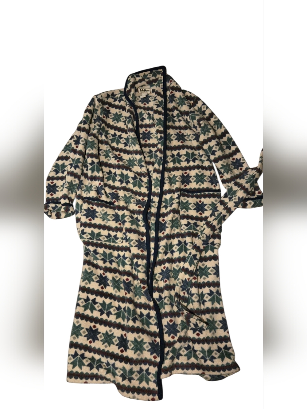Vintage L.L. Bean Fleece Robe Women’s Large Made in USA Southwestern Cabin Cozy